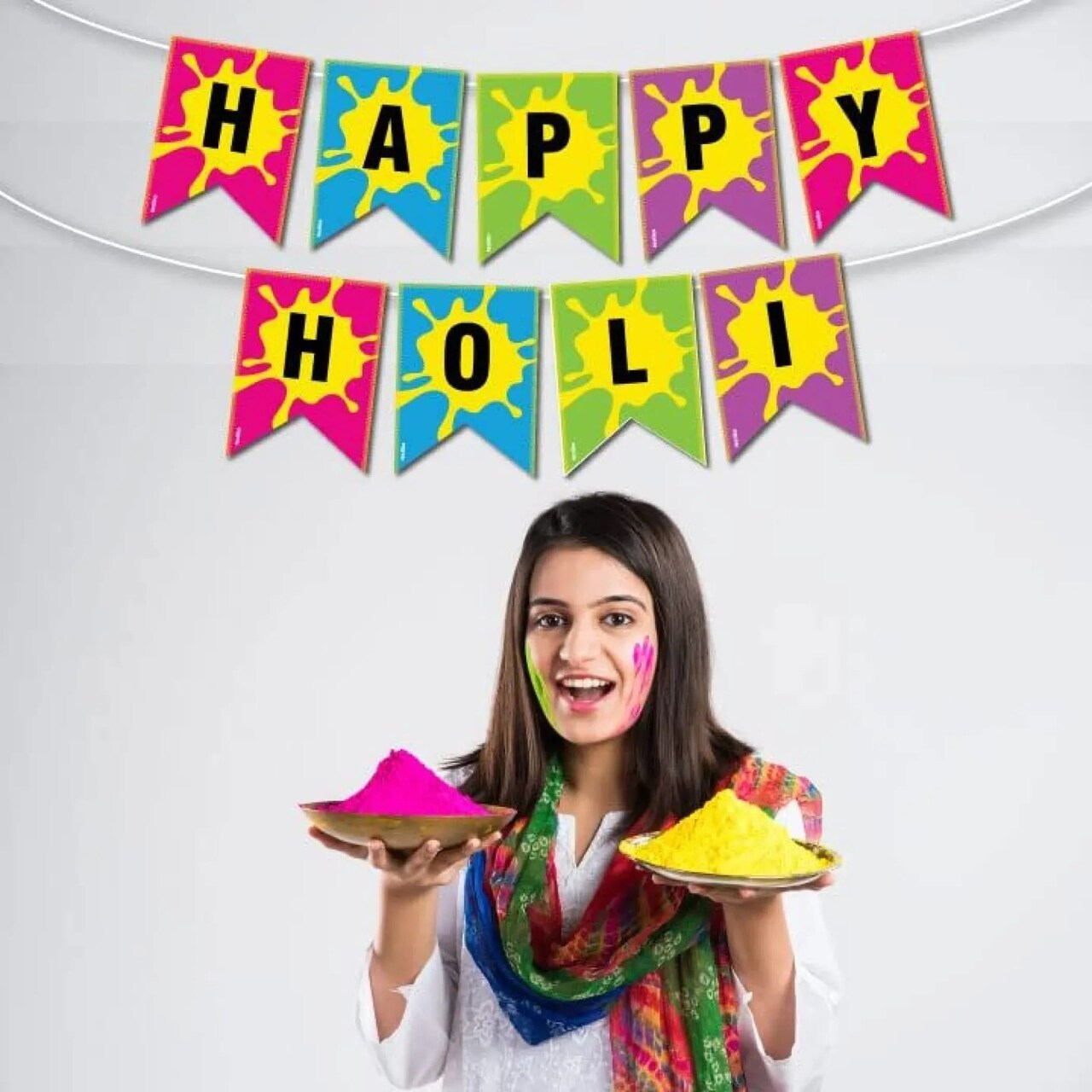 Happy Holi Banners Festival of Colors Indian Festival Colorful Bunting Diy Hindu Holi Decorations Home Indoor Outdoor Decoration Bollywood Party Supplies Home Decor Holi Ideas